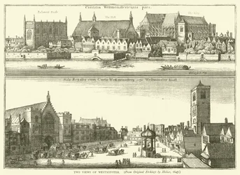 Zwei Ansichten von Westminster, aus Originalradierungen von Hollar, 1647